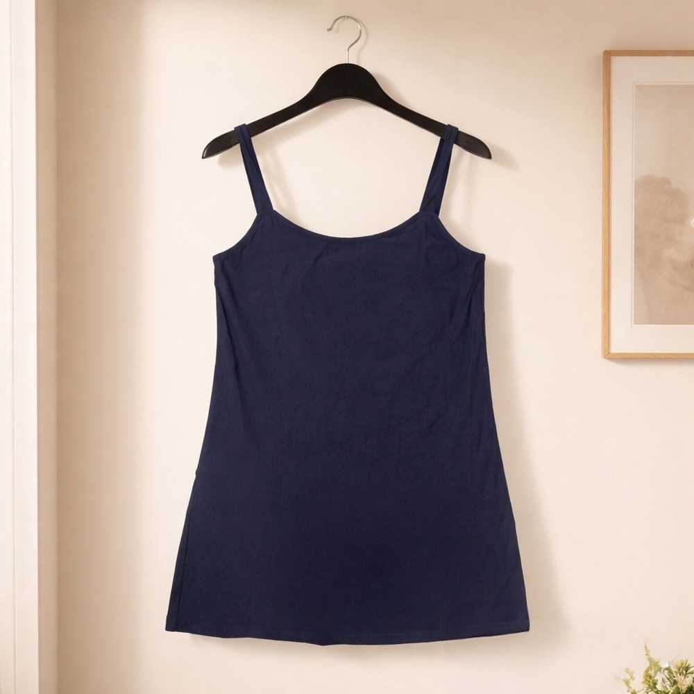 Eileen Fisher Navy Minimalist Tank Top M Capsule Wardrobe Quiet Luxury